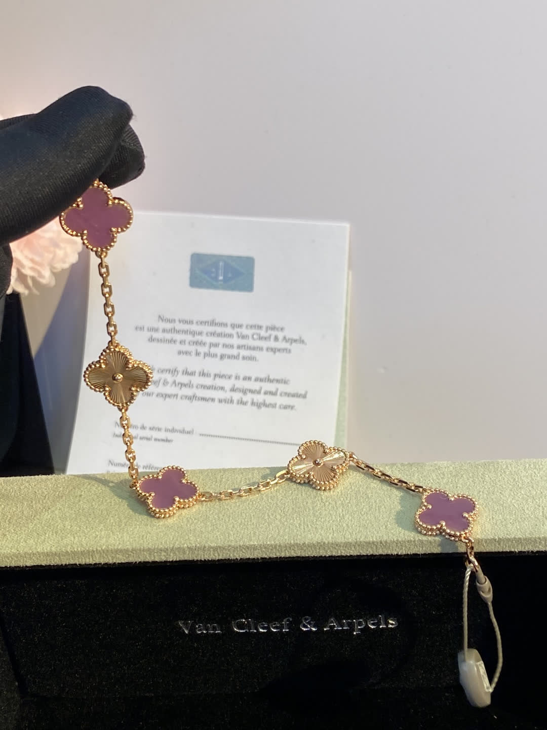 Van Cleef & Arpels Alhambra Pink Enamel Bracelet
